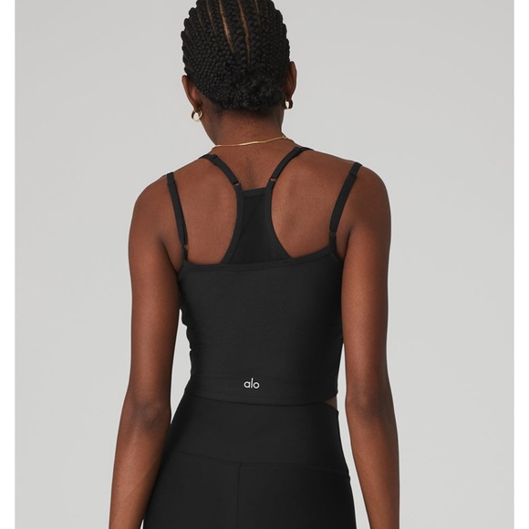 Alo Airlift Double Check Bra Tank- Black - Picture 2 of 5